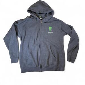 Grey monster energy zip up